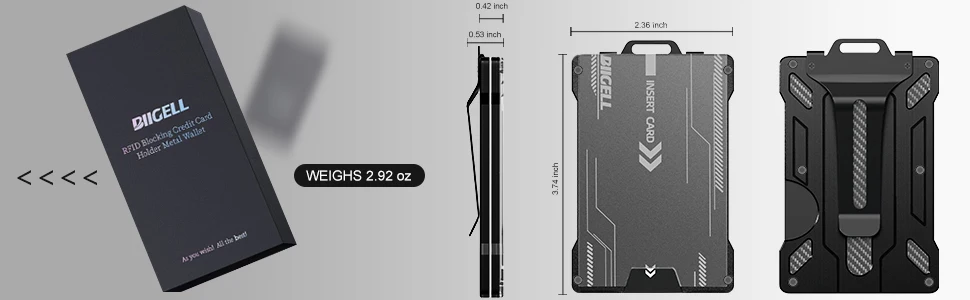 Minimalistische Geldbörse für Herren – schlanke Geldscheinklammer-Geldbörse aus Aluminium und Metall mit transparentem Ausweishalter, RFID-Blockierung, für 15 Karten – Detail 5