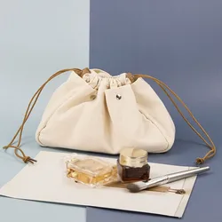 Borsa da viaggio in tela per trucco borsa da toilette per cosmetici portatile multifunzione da donna tasca per riporre tasca con coulisse di grande capacità