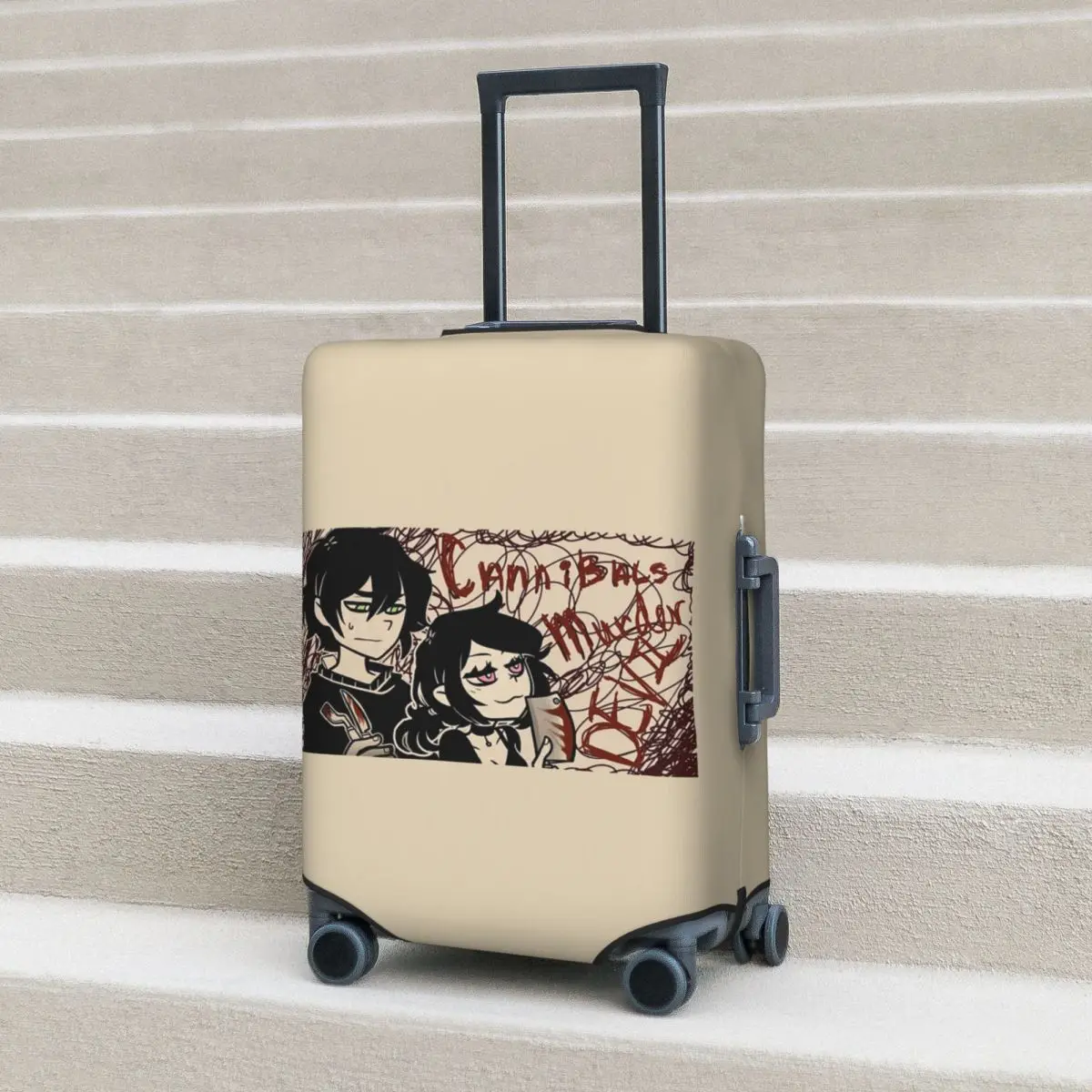 

Ashley And Andrew The Coffin Of Andy And Leyley Suitcase Cover Protection Elastic Trip Luggage Protector Covers for 18-32 Inch
