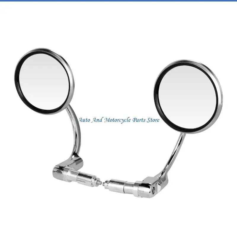 P9FD Pair Quick Install 360 Rotating Motorcycle Mirrors with Strong Aluminum Frame & Wide View for Better Visibility
