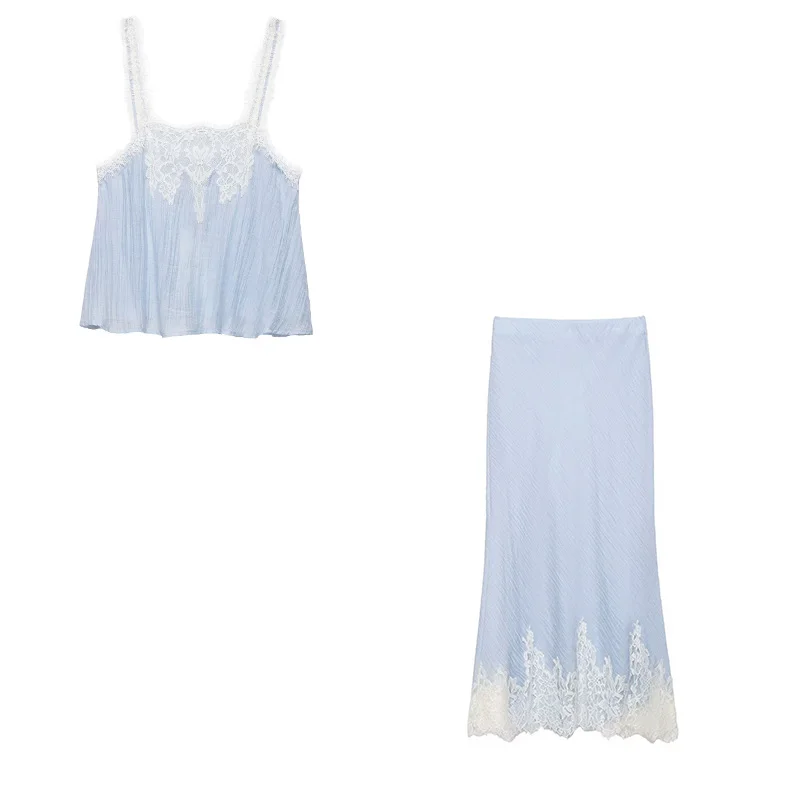 

Elegant Women's 2-piece Sets Long Lace Skirt Sexy Camisole Top 2026 Fashionable Skirt Vest Women's Suits