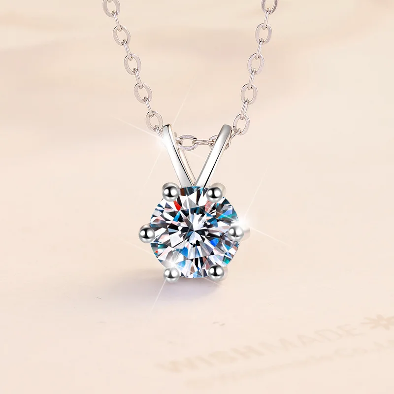 جديد مويسانيتي قلادة مع pt950 تصفيح قلادة 1 قيراط تشو الأسرة ستة مخلب موضة بسيطة s925 الفضة النقية مجوهرات الزفاف #2