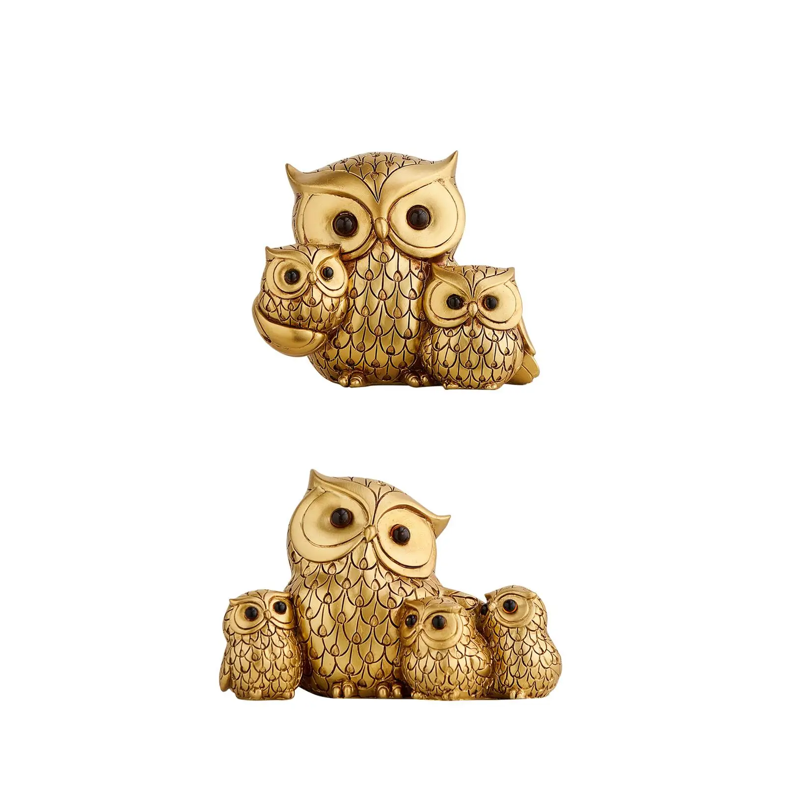 

Resin Owl Statue Bird Sculpture Gift Home Office Ornament with Baby Owls Decor Family of Owl Figurine for Wedding Patio Shelf