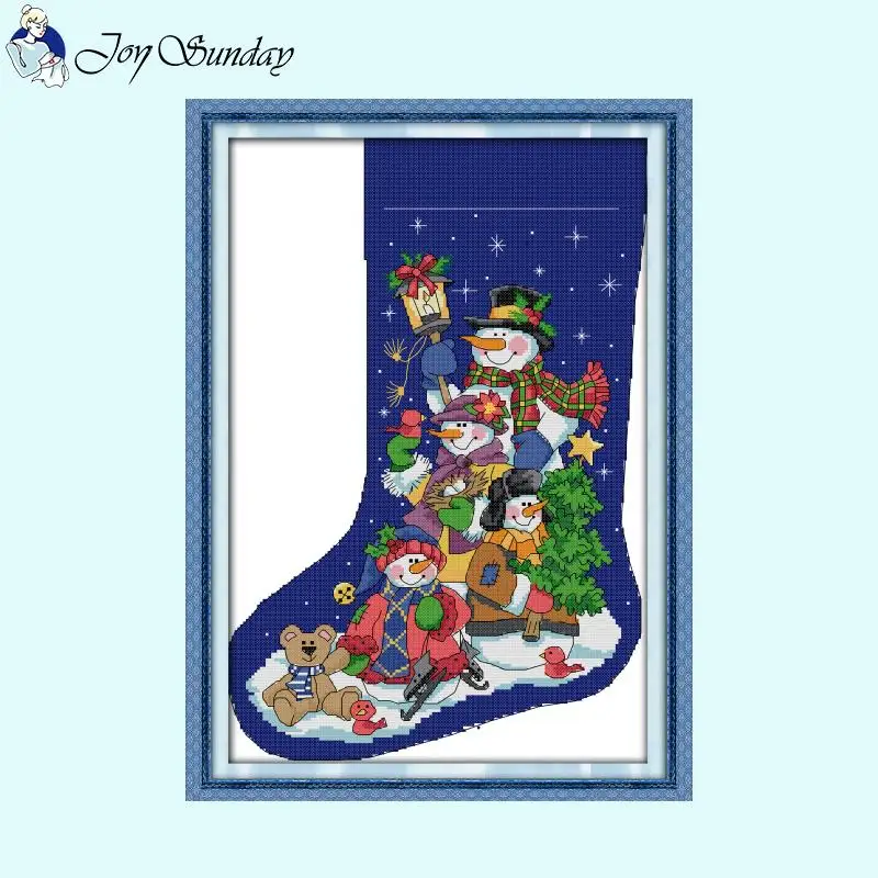 Joy Sunday Christmas Stocking Series Zestaw do haftu krzyżykowego DIY Cartoon Pattern 14ct 11ct 16ct Zestaw do haftu na płótnie Home Decor