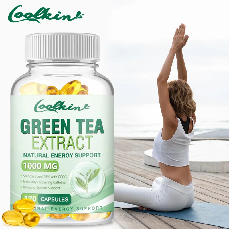 Green Tea Extract Capsules 1000 mg, natural energy support, imported from the United States