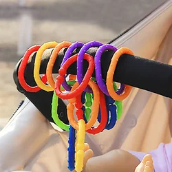 6/8/24Pcs Baby Teether Toys Baby Rattle Colorful Rainbow Rings Molars Rattle Safety Toys Children Crib Bed Stroller Hanging 2024