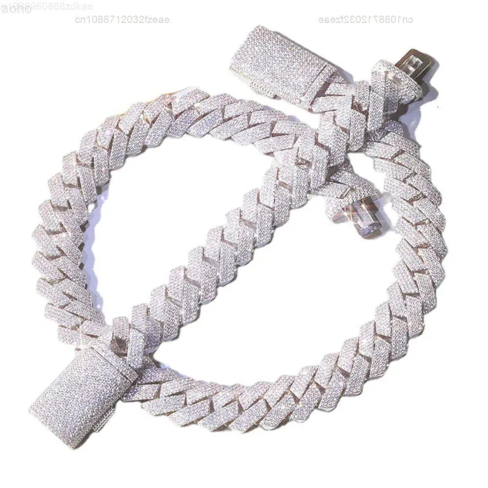 

Iced Out 4rows 16mm Vvs Moissanite Miami Cuban Link Chain Pass Diamond Tester Gra Hip Hop 925 Sterling Silver Bracelet