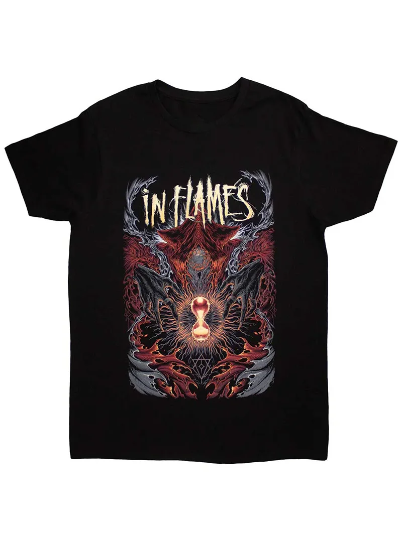 in Flames Metal Rock Band Short Sleeve T-Shirt Pure Cotton Direct Print Men's Fashion Summer Breathable Sweat Absorbent Tee