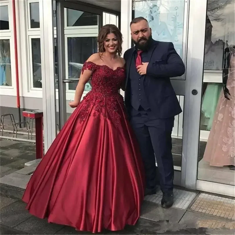 Vestido De baile rojo Vintage con hombros descubiertos, quinceañera, fiesta De 15 años, escote Corazón, hasta el suelo, Princesa, Vestidos De cumpleaños