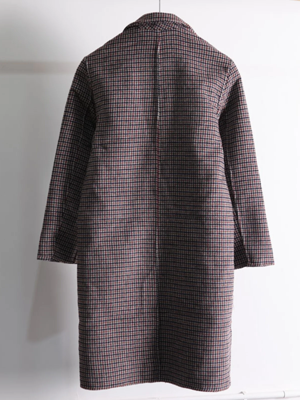 

Ele Lady's клетчатое шерстяное пальто длиной миди Faion Urban Sle Stand Fit весеннего сезона подходит для повседневной одежды для бизнеса