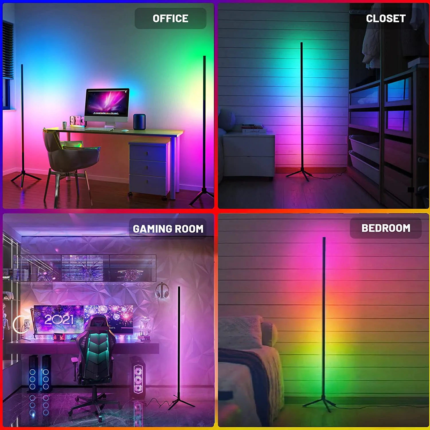 120cm Ściemnialna stojąca listwa świetlna LED Narożna lampa podłogowa Tuya Smart RGB do sypialni Gaming Salon Nordic Decor Mood Lighting