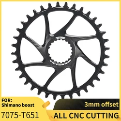 PASS QUEST 3mm Offset MTB Chainring Narrow Wide Teeth Direct Mount Round/OVAL Chainring for SHIMANO SLX M7100 M8100 M9100 XT