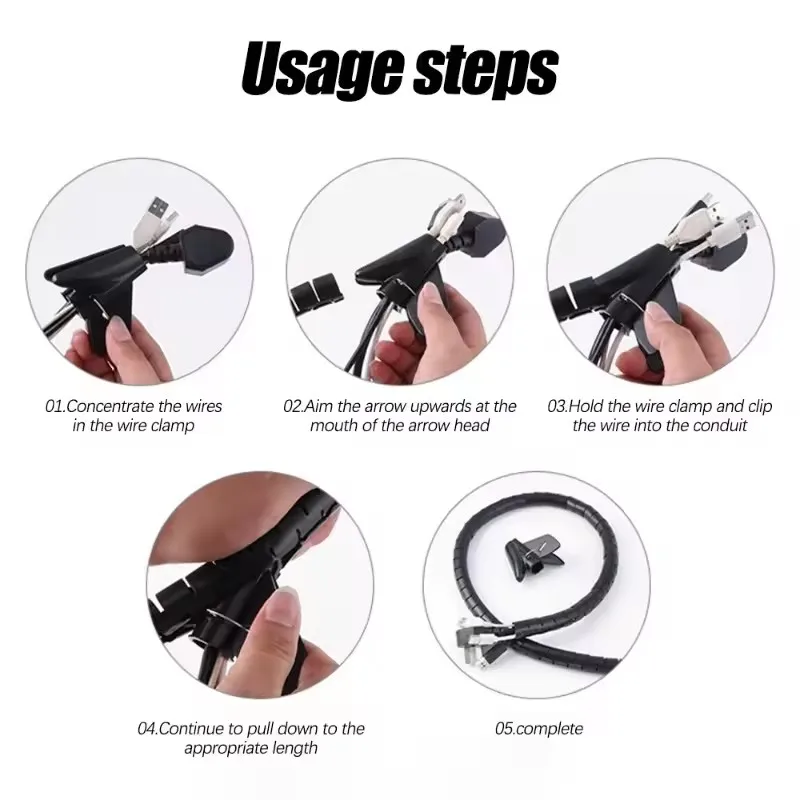 2 متر كابل أنبوب كم مرن الحبل حزمة سلك التفاف نظام إدارة الكابلات مكتب منظم الأسلاك لمكتب المنزل التلفزيون جهاز كمبيوتر شخصي