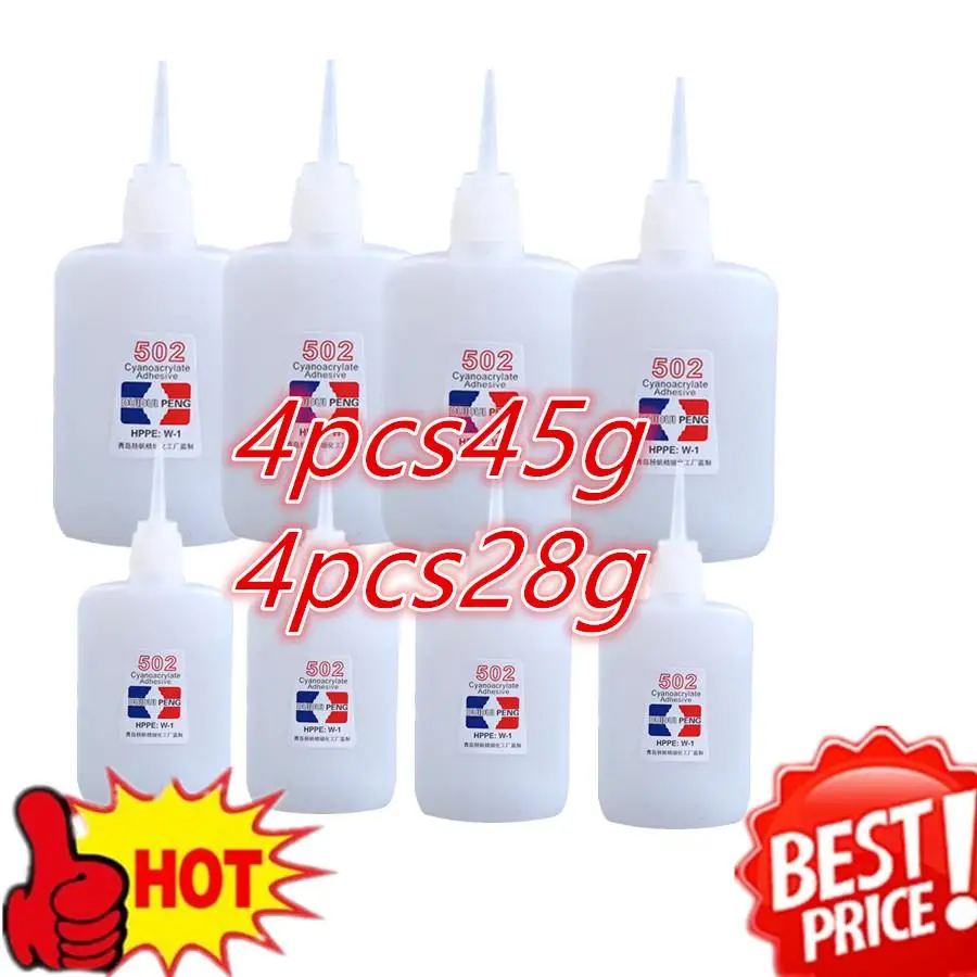 8pcs 502 Super Glue Instant Quick Dry Cyanoacrylate Strong Adhesive Quick Bond Leather Rubber Metal Office Supplies Fast Glue