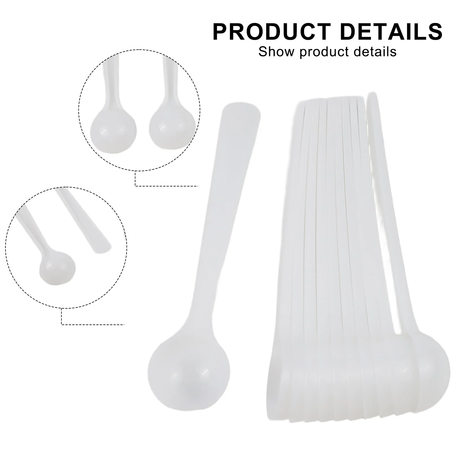 Cuchara medidora de 50 Uds., 1g, cucharas de plástico blanco para gramos, medicina para hornear alimentos, leche en polvo, café en polvo, cuchara para condimentos