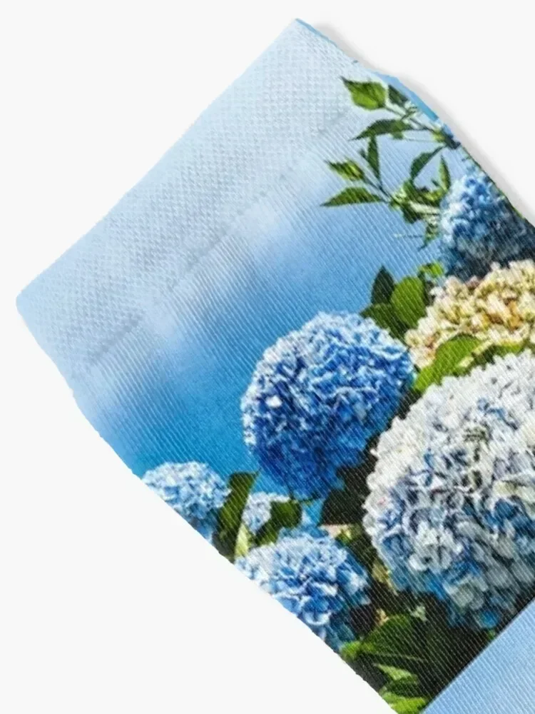 Nantucket Blue Hydrangea Flowers Socks cycling retro Non-slip Socks Woman Men's