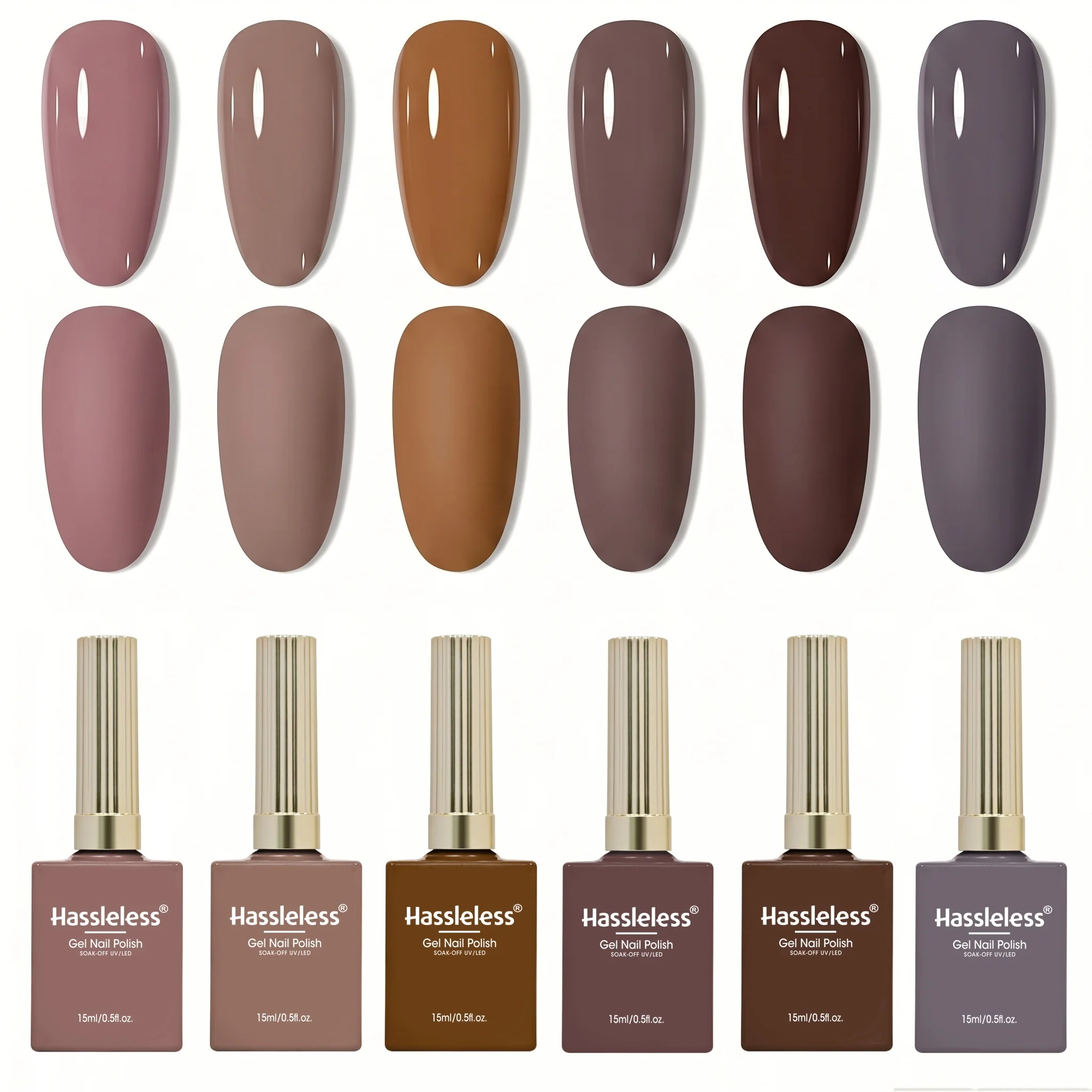 Hassleless 15ml Nail Gel - 6-Piece Set, Long-Lasting and Removable Nail Gel Set, Creates Stunning Nail Effects, Perfect for Hand and Foot Care