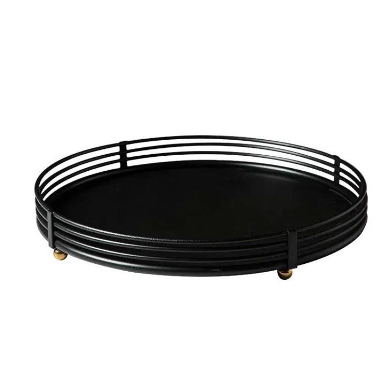 

Modern black fruit plate model room home soft decoration, sales office hotel desktop storage tray ornament