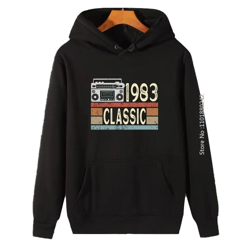 

1983 Birthday Gifts Classic Birthday Radio Graphic Hooded Sweatshirts Thick Sweater Hoodie High Quality Men's Winter Clothes