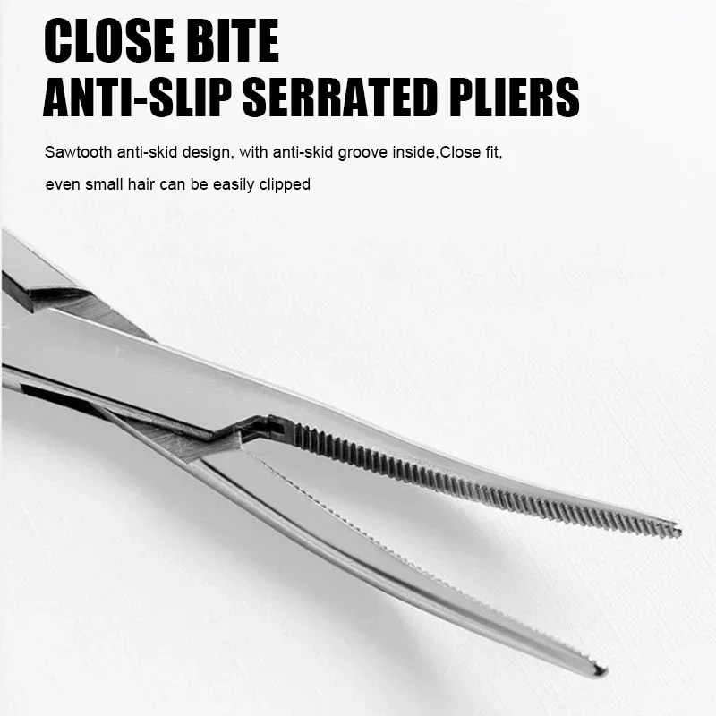 Stainless Steel Locking Forceps Artery Surgical Clamp Curved Straight Tip Fish Hook Pliers Hemostatic Forceps Hand Tools