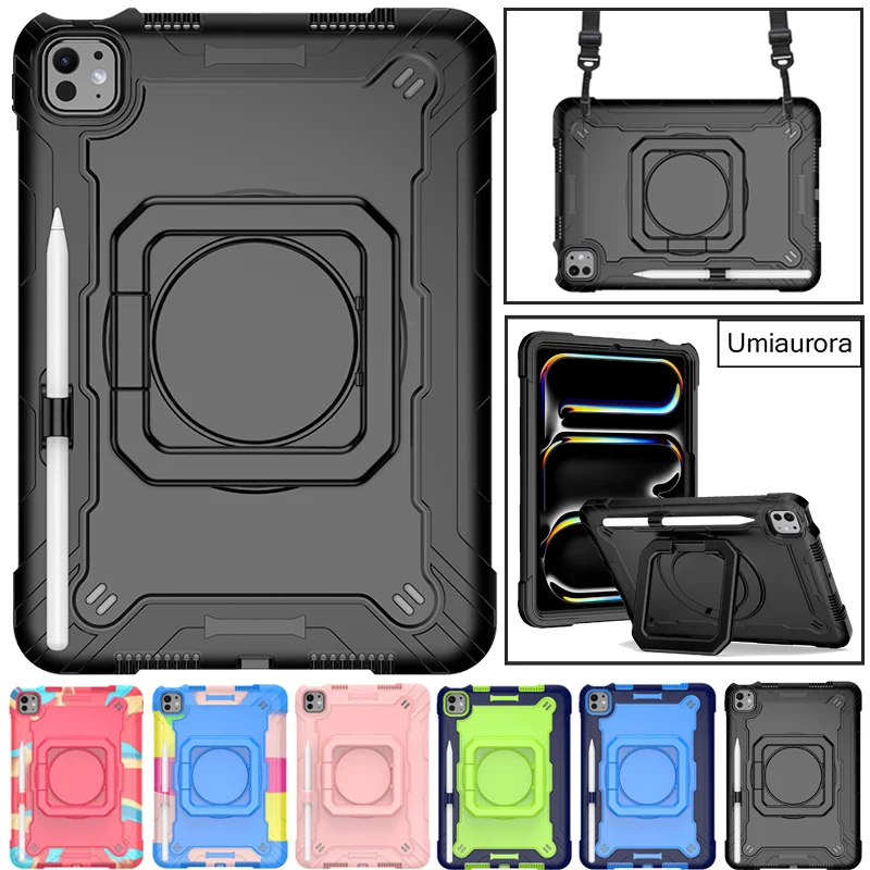 

For IPad Mini 8.3" Pro 11 inch M2 M3 M4 M5 Air 10.9 7th 8th 9th 10.2 10th 11th Gen A16 Handle Stand Tablet Case Shockproof Funda