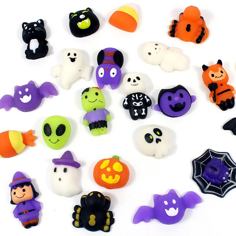 5/10/15/20PCS Mini Squishy Toys Mochi Squishies Halloween Kawaii Animal Pattern Stress Relief Squeeze Toy For Kids Birthday Gift