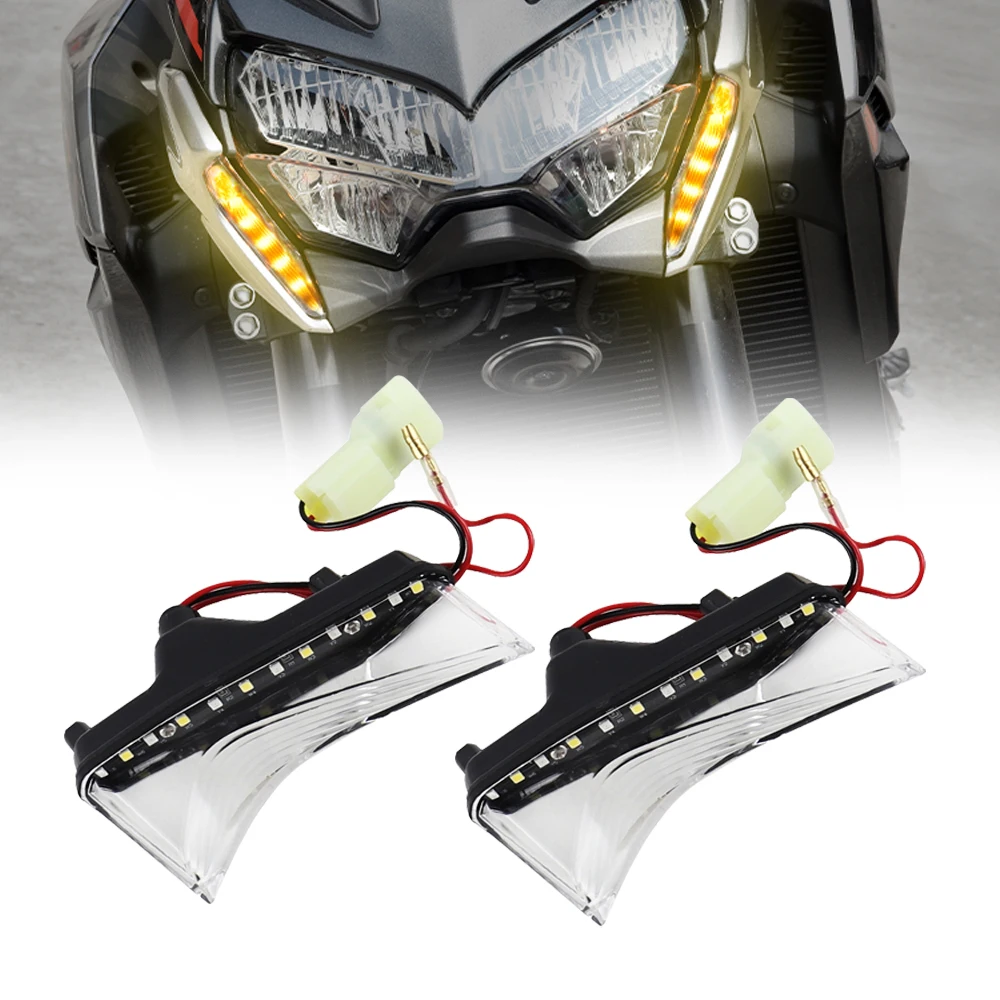 Motorcycle LED Front Turn Signals Lamp for Kawasaki Z900 2020-2022 Side DRL Daytime Running Lights