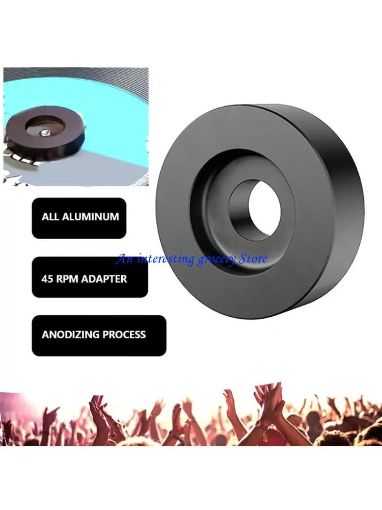 652D Aluminum 45 RPM Turntable Adapter Replacement Vinyls Record Center Adapter For 7 Inch Records With 8Mm Center Hole