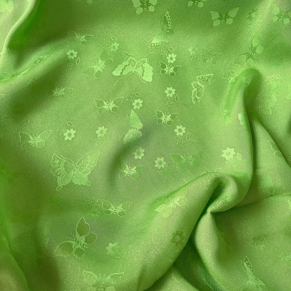 ベストセラーの人気商品、高品質で光沢のある蝶柄ラメ入り快適なシルクジャカード生地、女性用サマードレス衣料に最適