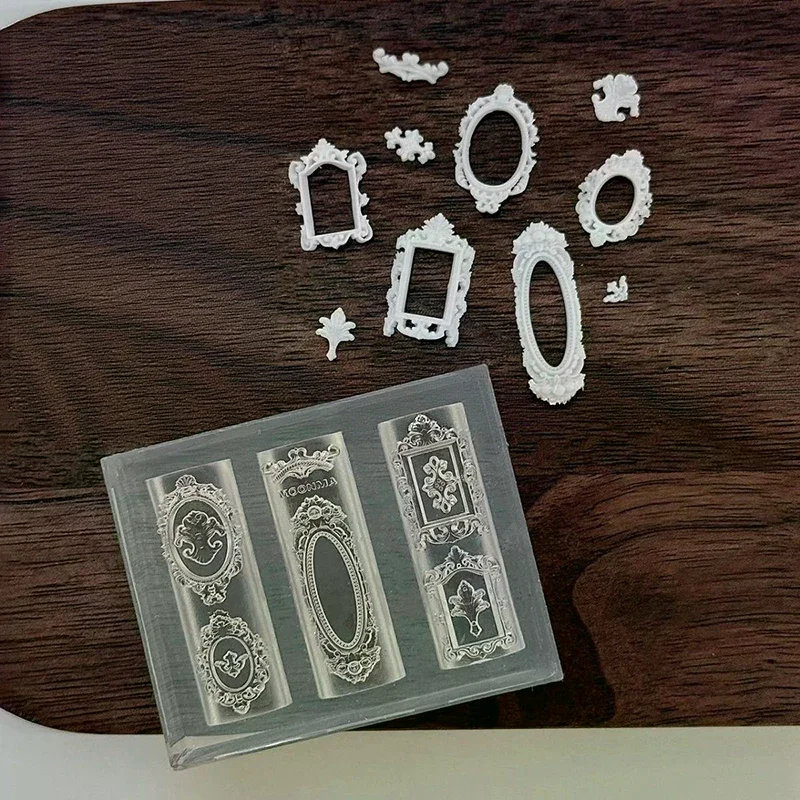 European Retro Photo Frame Shape Silicone Nail Mold Nail Stamping Nails DIY Nail Salon Design Stereoscopic Manicure Art Tool