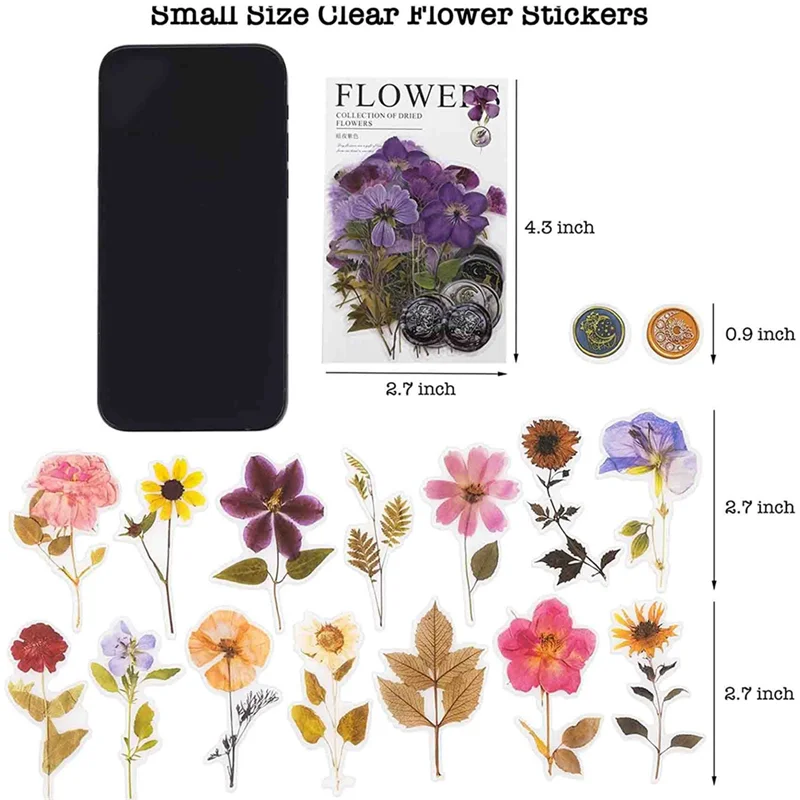 REST Pressed Flower Theme Stickers Set (320 Pieces) Dried Flowers Resin Stickers Decals Floral Botanical Journaling Stickers