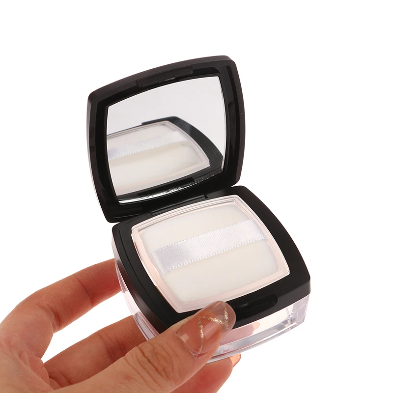 Portable Mini 5g Powder Box Empty Sieve Loose Powder Pot Square Box With Powder Puff Cosmetic Travel Makeup Jar Sifter Container