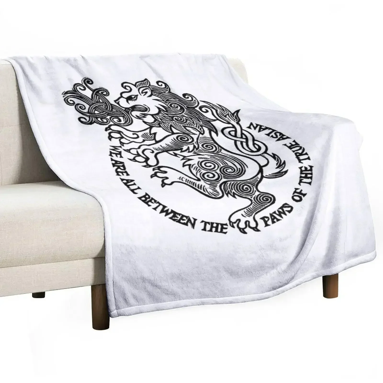 

Lion's Paws Linocut Throw Blanket manga for sofa anime Bed Blankets