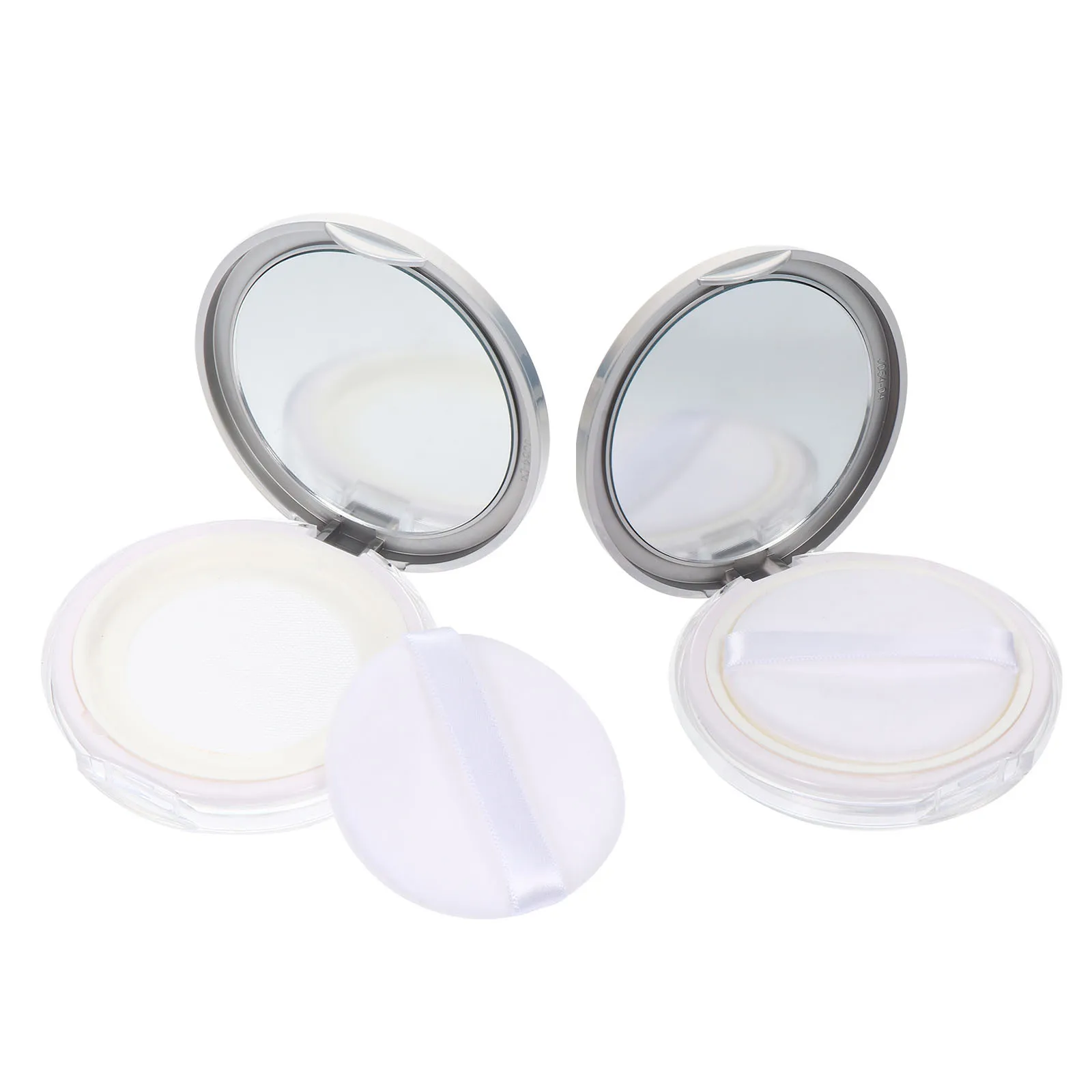 2 stuks draagbare dunne losse poederdoos met spiegel lege plastic container voor reizen hervulbare behuizing lichtgewicht make-up