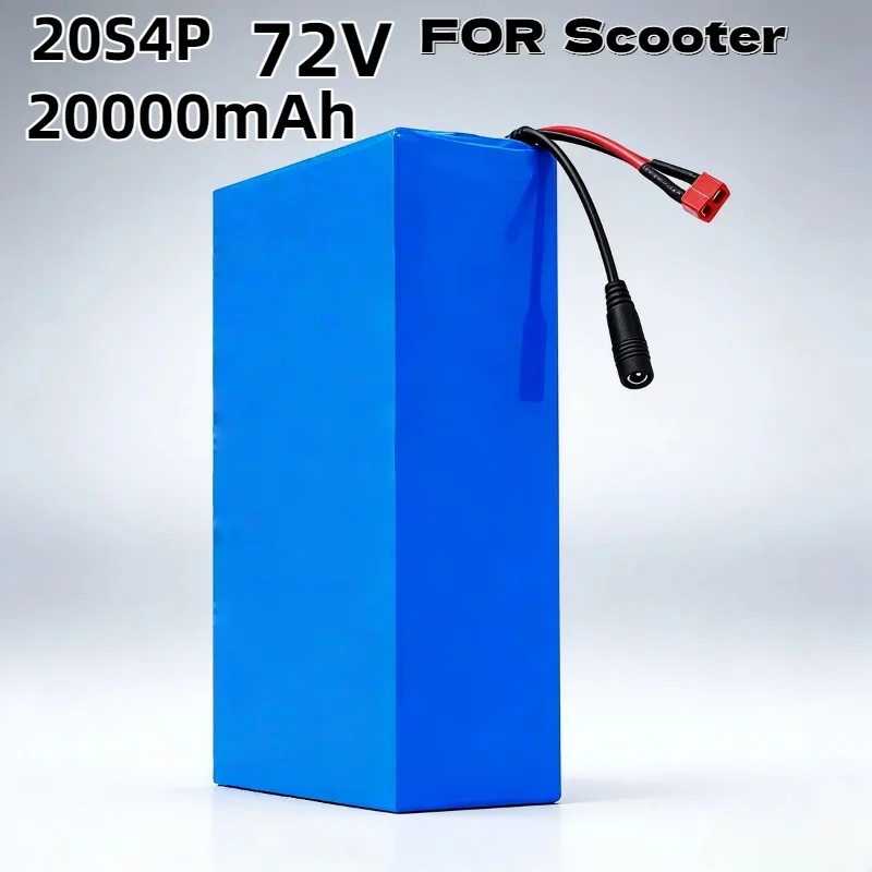 

New 72V 20Ah 20S4P Lithium Battery Pack 3000W High Power BMS with 84V 3A Charger for High-Performance Scooter Rides