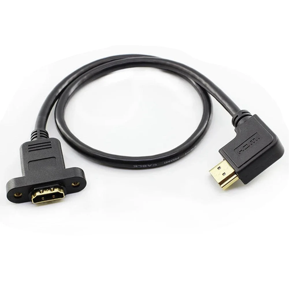 Câble d'extension 19p 1.4 mâle à femelle, coudé haut/bas/gauche/droite, compatible HD, avec trou de vis, peut bloquer le câble de montage sur panneau