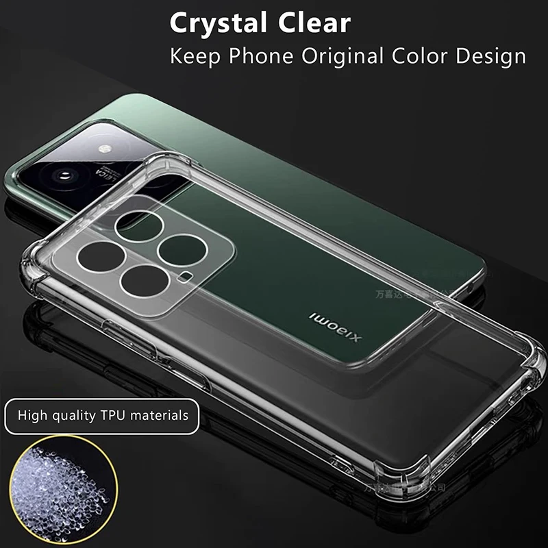 Shockproof Clear Silicone Case For Xiaomi 13T 12X 11T 12T 14 13 12 11 Lite 5G NE POCO F5 F3 F4 GT X6 X5 Pro M5s C65 Soft Cover