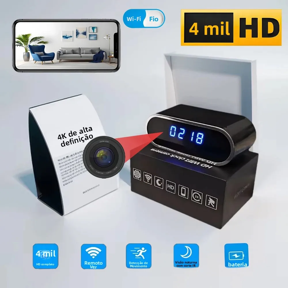 Câmera Mini WiFi 4KHD Aprimorada, Suportando Visualização Remota, Detecção de Movimento, Visão Noturna Infravermelha e Câmera Mini para Casa