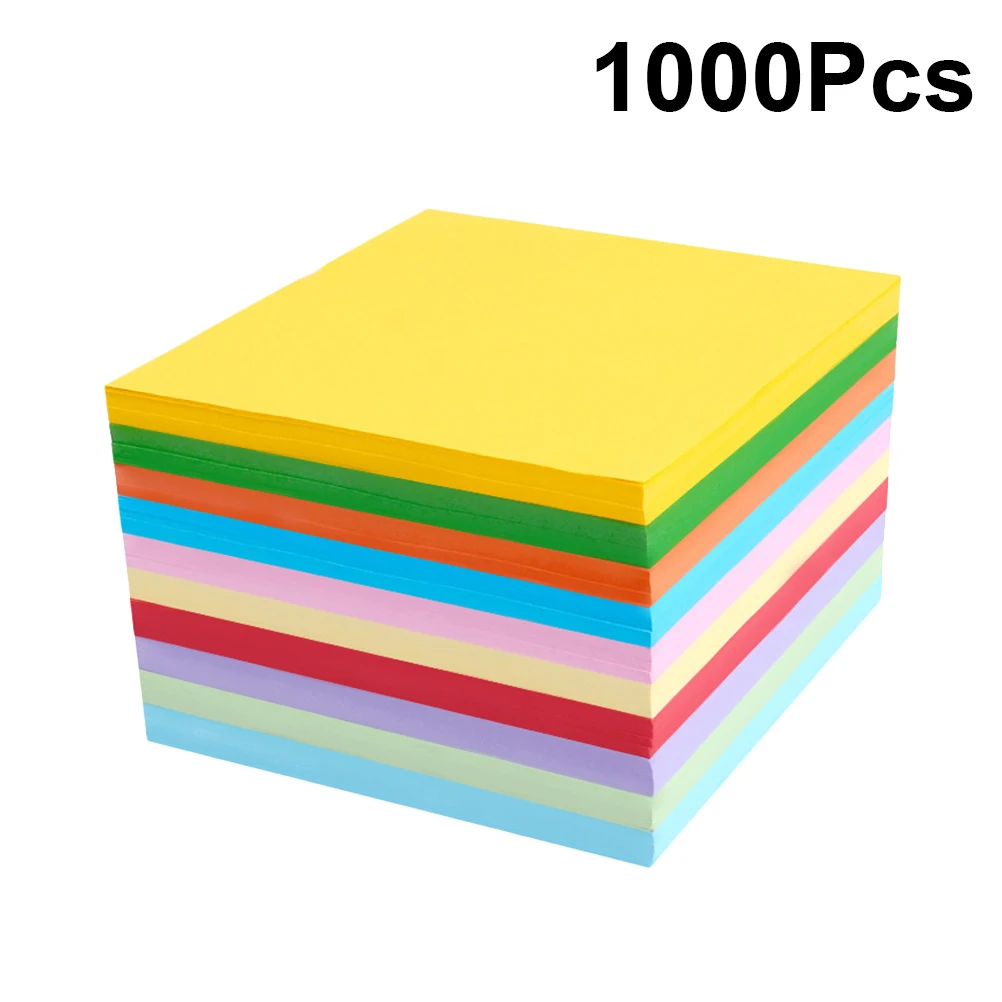 1000 fogli pieghevoli quadrati di carta origami a doppia faccia, 10 colori, per l'addestramento artistico artigianale, carte pieghevoli di carta origami