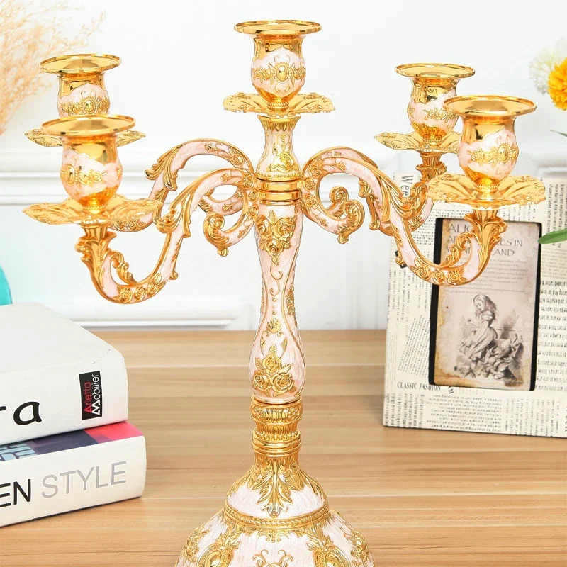 European Vintage 5 arm wedding centerpiece candelabra candlesticks metal candle holder metalcraft gift for home decor