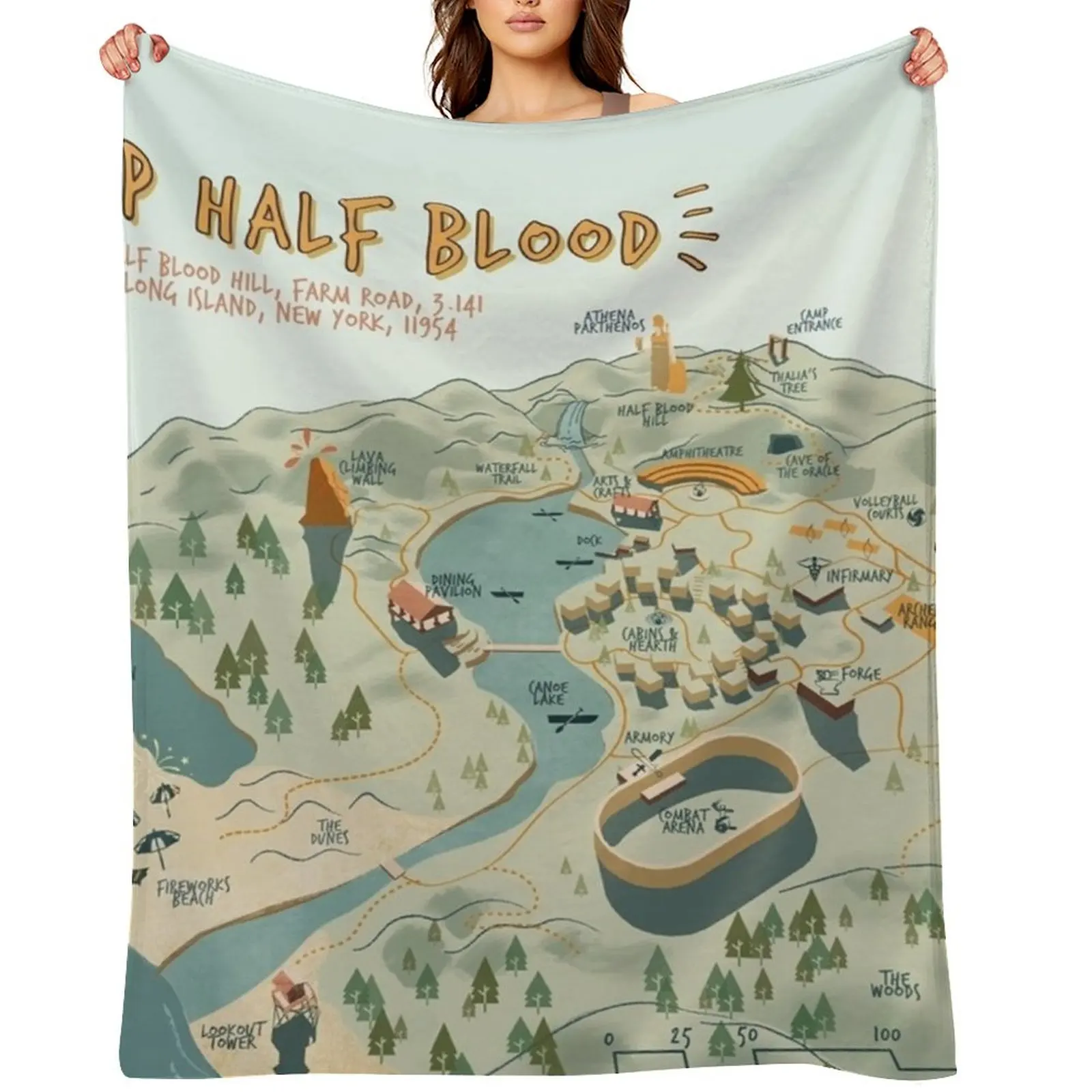 

Map of Camp Half Blood Throw Blanket Sleeping Bag Flannel Fabric Flannel for babies Blankets