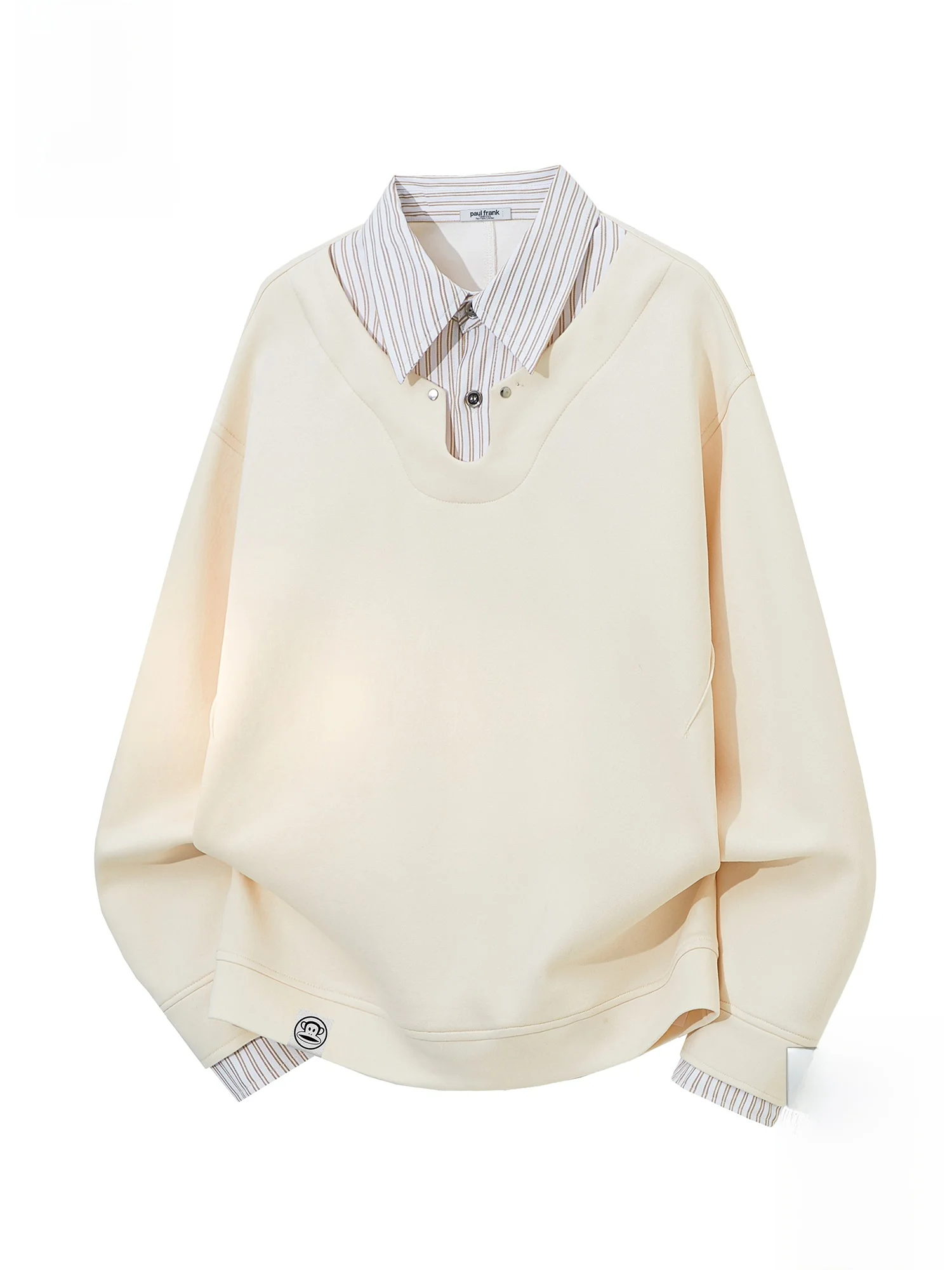 

PaulFrank Large Mouth Monkey Japanese Sle Plaid Splicing Long Sve Sweatirt Men's Winter New Loose Casual Top