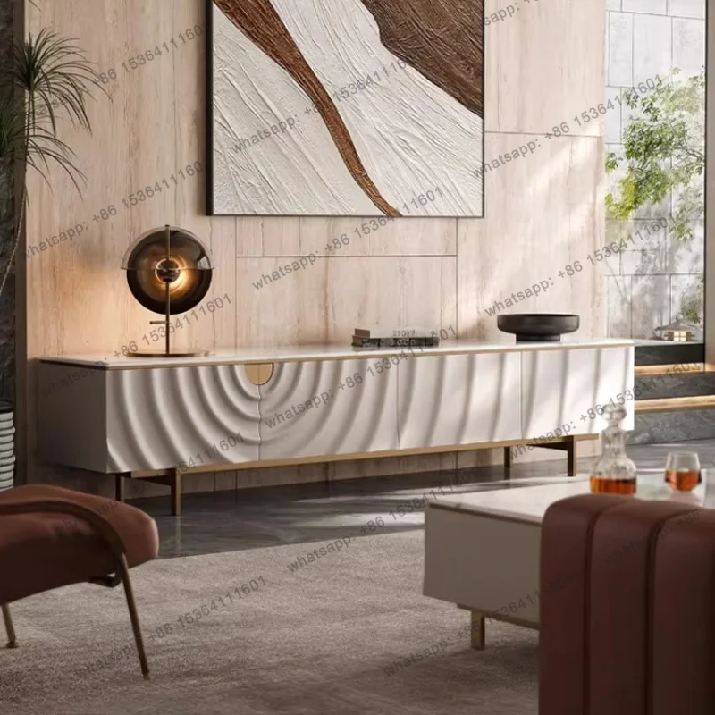 Home Light luxury microcrystalline stone TV cabinet coffee table modern simple baking paint