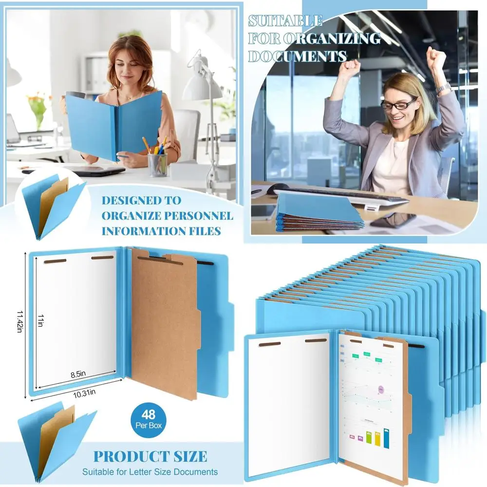 

Letter Size Pressboard File Folders with Fasteners, 48-Piece Set, Expanding Organizer for Teachers, Clergy, Office, Church, Chri