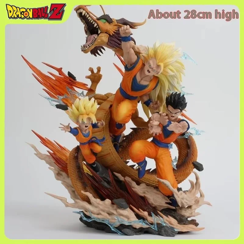 28cm Dragon Ball Goku Gofan Goten Dragon Fist Explosion Anime Figure Model Statue Collection Desktop Decoration Ornament Toys