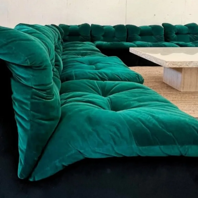 Velvet French retro lazy wind cloud single sofa