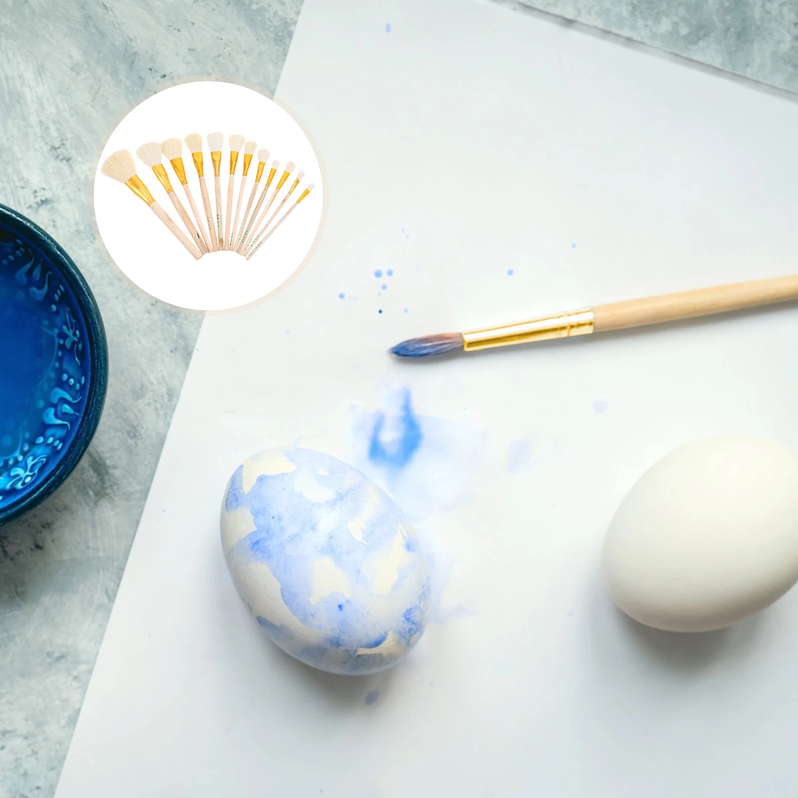 

12pcs Wool Brush Soft Tips Gilding Painting Brushes Wooden Handle Craft Supplies Art Tools Watercolor Paintbrushes