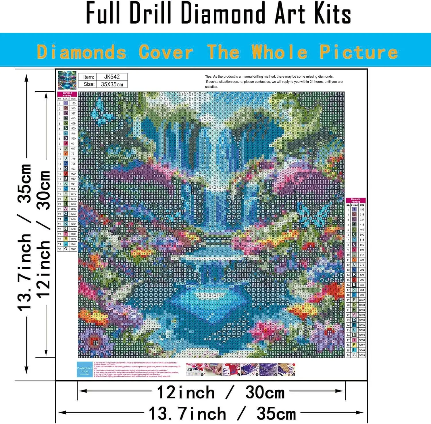 5D Diamond Painting Kit for Adults, Waterfall Landscape DIY Art, Full Round Drill Home Decor - view 4