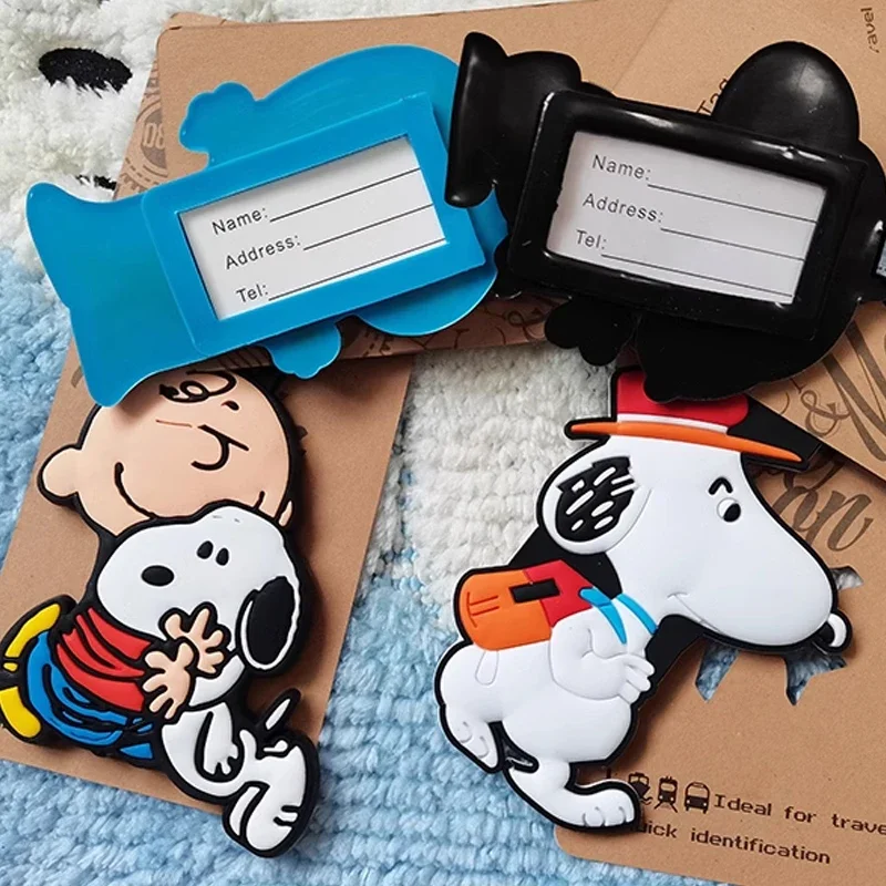 Snoopy Luggage Tag Cartoon Women Men Suitcase Identifier Label Baggage Boarding Bag Tag Name ID Address Holder Travel Accessorie