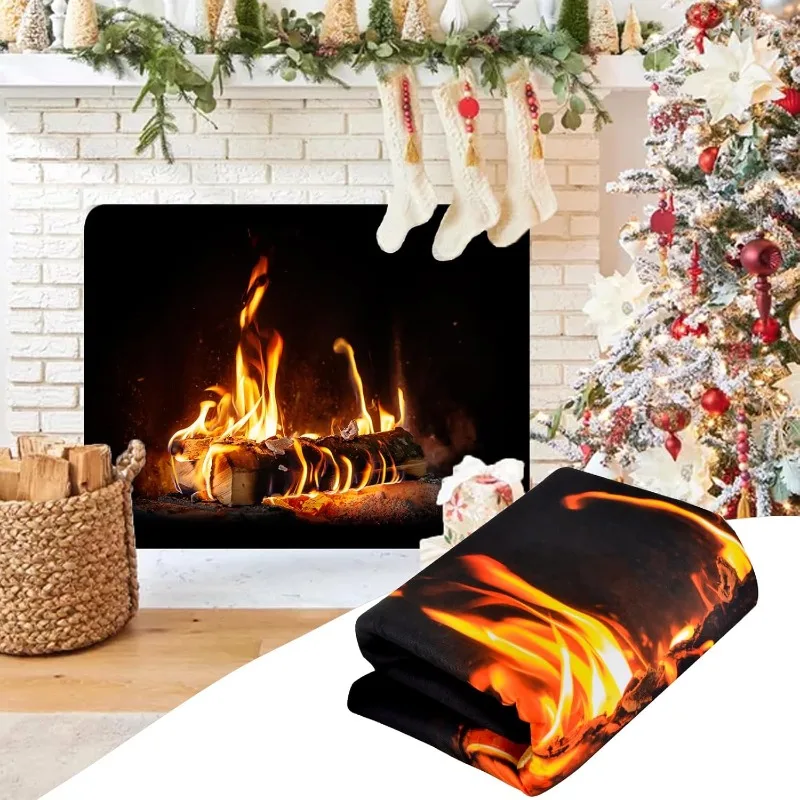 Fireplace Cover for Inside Fireplace Stops Heat Loss Fireplace Blanket Draft Stopper for Winter Summer, Hot Cold Air Blocker